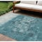Homeroots 9' X 12' Teal Blue And Silver Abstract Washable Indoor Outdoor Area Rug 632099 - alternate 1