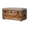 Homeroots 35in Beige and Brown Tufted Genuine Leather and Solid Wood Upholstered Storage Bench With Flip Top 723832 - alternate 3