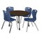 Regency Round Kee Mobile Adjustable Classroom Table W/ 4 Andy Chairs, 42 in W, 42 in L, Neo Walnut TB42RNDNWAPCGY40NV - alternate 1