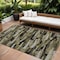 Homeroots 10' X 14' Brown Black And Green Striped Washable Indoor Outdoor Area Rug 603214 - alternate 1
