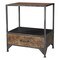 Homeroots 28" Brown And Dark Gray Steel and Solid Wood Distressed One Drawer Nightstand 565302 - alternate 3