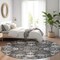 Homeroots 8' Charcoal Gray And Beige Round Floral Washable Indoor Outdoor Area Rug 605463 - alternate 5