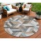 Homeroots 8' Brown Round Geometric Washable Indoor Outdoor Area Rug 608042 - alternate 1