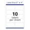 Avery Laser Mailing Label, 4 in Label W, 2 in Label H, 10 Labels per Sheet White 7278255163 - alternate 4