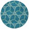 Homeroots 8' Teal Blue And Beige Round Geometric Washable Indoor Outdoor Area Rug 613526 - alternate 5