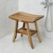 Homeroots Compact Rectangular Teak Shower Outdoor Bench With Shelf In Natural Finish 376744 - alternate 4
