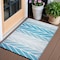 Homeroots 3' X 5' Aqua Geometric Machine Braided Distressed Area Rug With UV Protection 555601 - alternate 1