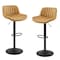 Homeroots Set of Two 31" Yellow And Black Faux Leather And Steel Swivel Low Back Adjustable Height Bar Chairs 524980 - alternate 3