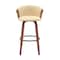 Homeroots 30" Cream And Wood Brown Faux Leather Swivel Bar Height Bar Chair 534422 - alternate 5
