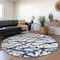 Homeroots 8' Navy Blue And Ivory Round Abstract Washable Indoor Outdoor Area Rug 614373 - alternate 3