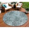 Homeroots 8' Teal Blue Charcoal And Gray Round Abstract Washable Indoor Outdoor Area Rug 618783 - alternate 1