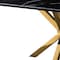 Homeroots 63" Black and Gold Marble and Metal Cross Leg Base Dining Table 602325 - alternate 3