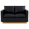 Leisuremod Nervo Upholstered Leather Loveseat with Gold Frame, Black NS55BL-L - alternate 4