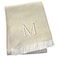 Homeroots 55" X 70" Linen White Herringbone Cotton Blend M Initial Throw Blanket with Tassels Embroidery 680603 - alternate 3