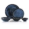 Elama Lucca 20 Piece Round Stoneware Triple Bowl Dinnerware Set in Reactive Glaze Blue ELM-LUCCA - alternate 3
