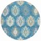 Homeroots 8' Teal Blue Ivory And Gray Round Southwestern Washable Indoor Outdoor Area Rug 615178 - alternate 1