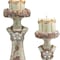Homeroots Set of 2 Beige And Brown Vintage Pillar Tabletop Candle Holders, 2PK 468832 - alternate 4