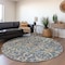Homeroots 8' Denim Blue Beige And Brown Round Floral Washable Indoor Outdoor Area Rug 605851 - alternate 3