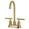 Kingston Brass Double-Handle 4" Centerset Bar Faucet, Brushed Brass KB8497CML - alternate 1