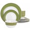 Martha Stewart Gold Rimmed 12 Piece Fine Ceramic Dinnerware Set in Green 97243.12 - alternate 1