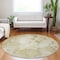 Homeroots 8' Beige Tan And Ivory Round Floral Washable Indoor Outdoor Area Rug 588530 - alternate 6