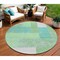 Homeroots 8' Sage Mint Green Teal Blue And Ivory Round Geometric Washable Indoor Outdoor Area Rug 612384 - alternate 1