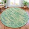 Homeroots 8' Teal Blue Linen And Pale Aqua Round Abstract Washable Indoor Outdoor Area Rug 630911 - alternate 3