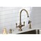 Kingston Brass Two-Handle Single-Hole Kitchen Faucet with Brass Sprayer, Antique Brass KS1763ALBS - alternate 3