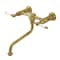 Kingston Brass Double-Handle Wall Mount Bathroom Faucet, Brushed Brass KS1217PL - alternate 1
