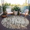 Homeroots 8' Brown And Ivory Round Abstract Washable Indoor Outdoor Area Rug 612643 - alternate 2