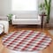Homeroots 8' Red Gray And Beige Round Plaid Washable Indoor Outdoor Area Rug 601430 - alternate 5