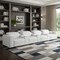 Homeroots 179" White Top Grain Leather Reclining Metal USB Sofa 720322 - alternate 3