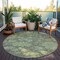 Homeroots 8' Fern Green And Olive Green Round Floral Washable Indoor Outdoor Area Rug 604122 - alternate 6