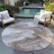Homeroots 8' Taupe And Silver Round Abstract Washable Indoor Outdoor Area Rug 618348 - alternate 6