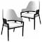 Leisuremod Ethora Modern Wooden Dining Chair in Black Fabric Seat With white top, 2PK EC22BFW2 - alternate 1