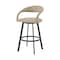 Homeroots 30" Beige and Black Faux Leather and Iron Low Back Bar Height Swivel Bar Chair 569181 - alternate 5