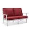 Leisuremod Walbrooke Modern Outdoor Patio Loveseat with White Aluminum Frame and Removable Cushions, Red WW-57-27R - alternate 1