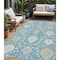 Homeroots 5' X 8' Teal Blue Gray And Ivory Damask Washable Indoor Outdoor Area Rug 599455 - alternate 1