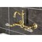 Kingston Brass Two-Handle Wall Mount Bridge Kitchen Faucet, Brushed Brass KS2447WLL - alternate 4