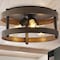 Jonathan Y Cooper 16 in. 3-Light Farmhouse Industrial Iron LED Flush Mount, Brown Wood Finished/Oil Rubbed Bronz JYL1305A - alternate 4