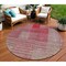 Homeroots 8' Burgundy Pink And Blush Round Striped Washable Indoor Outdoor Area Rug 613165 - alternate 1