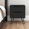 Homeroots 22" Black Wood Two Drawer Nightstand 478271 - alternate 4