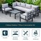 Leisuremod Chelsea 7-Piece Patio Sectional And Coffee Table Set Black Aluminum With Cushions, Light Grey CSTBL-7LGR - alternate 5