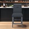 Homeroots 25" Dark Gray Wood and Suede Counter Height Bar Chair 564786 - alternate 1