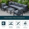 Leisuremod Chelsea 7-Piece Patio Sectional And Coffee Table Set Black Aluminum With Cushions, Black CSTBL-7BL - alternate 4