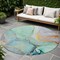 Homeroots 8' Round Teal Round Abstract Washable Non Skid Indoor Outdoor Area Rug 559717 - alternate 1