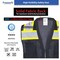 Protectx Hi-Vis Solid Safety Vests, 6 Pockets, Zip Front, Reflective Tape, Black, 3PK SV-120SS4-BKBK03-M - alternate 1