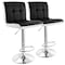 Elama 2 Piece Faux Leather Tufted Bar Stool in Black and White with Chrome Base ELM-742-BLK-WHT - alternate 1