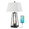 Jonathan Y Waylon 28.5" Classic Industrial Iron Nightlight LED Table Lamp with USB Charging Port, Black JYL8503A - alternate 3