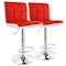 Elama 2 Piece Faux Leather Tufted Bar Stool in Red and White with Chrome Base ELM-742-RED-WHT - alternate 1